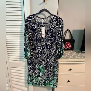 New York Collection Navy and White Floral Dress